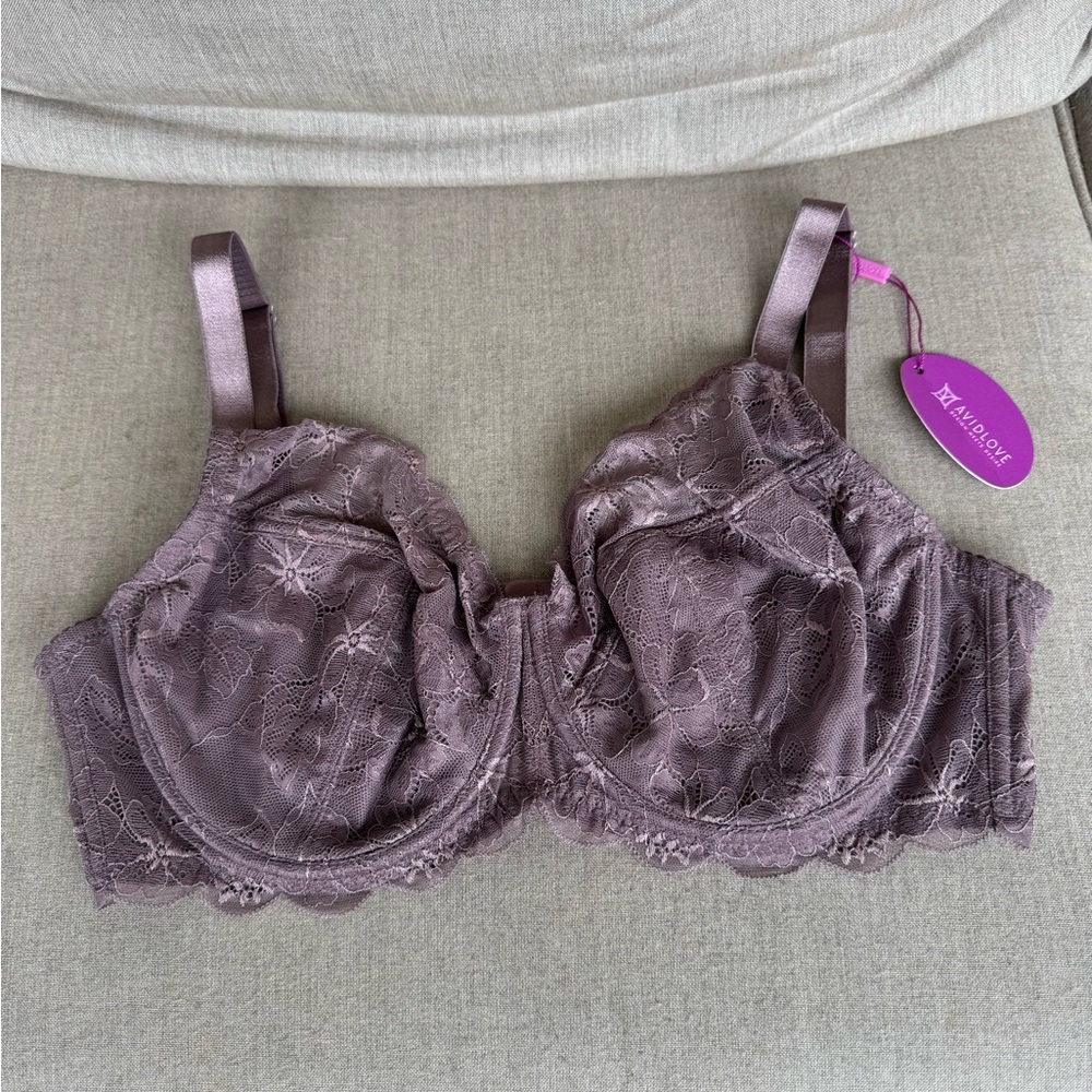 Avidlove, Lace, Underwire, Lined, Bra, Taupe, Size 38D